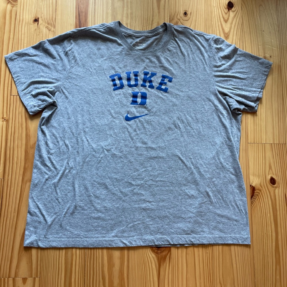 Nike Men's Gray T-Shirt with Blue Duke Logo